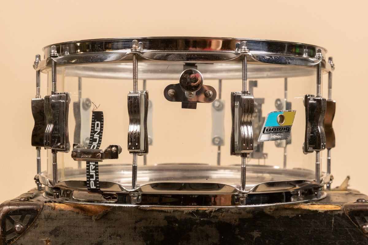 1970s Ludwig 6.5x14 Clear Vistalite Snare Drum