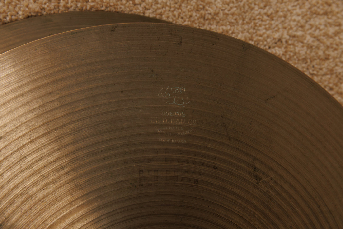 Vintage Zildjian A 14" Hollow Logo Rock Hi Hat Cymbals 1222g 1455g