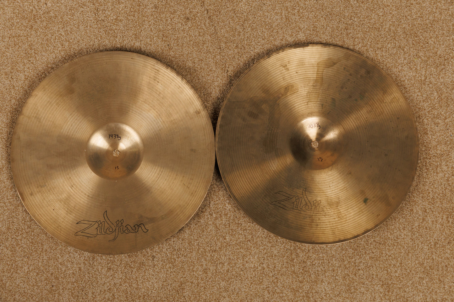 Vintage Zildjian 15" Hollow Logo Hi Hat Cymbals 1038g 1438g
