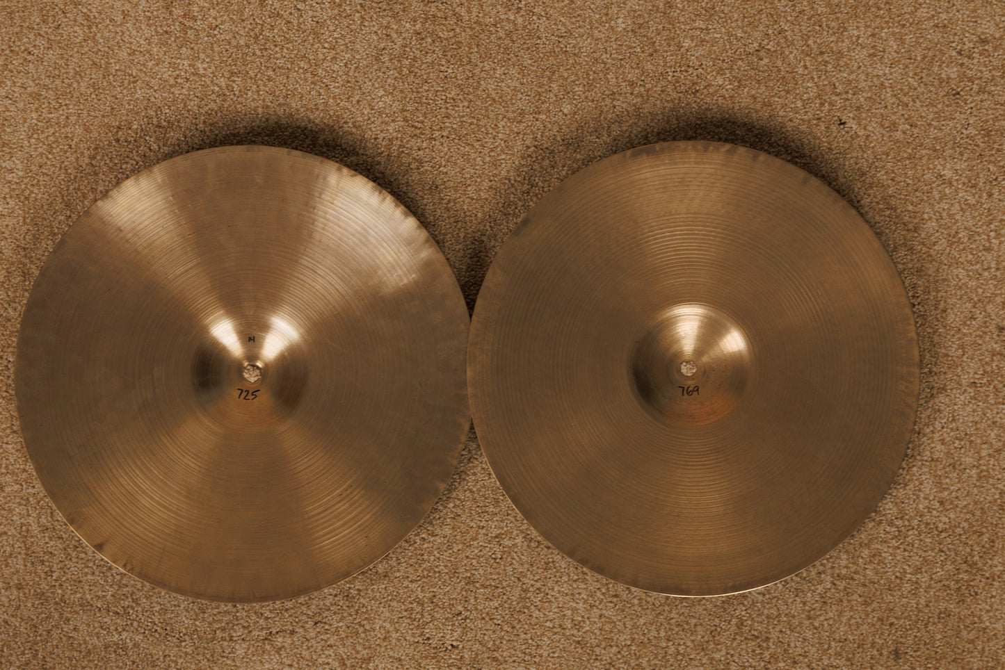 1960s Zildjian A 14" Paper Thin Hi Hat Cymbals 725g 769g