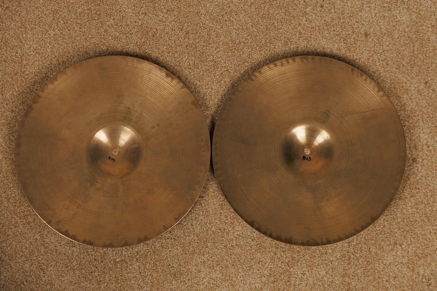 1960s Zildjian 14" Hi Hat Cymbals 863g 924g