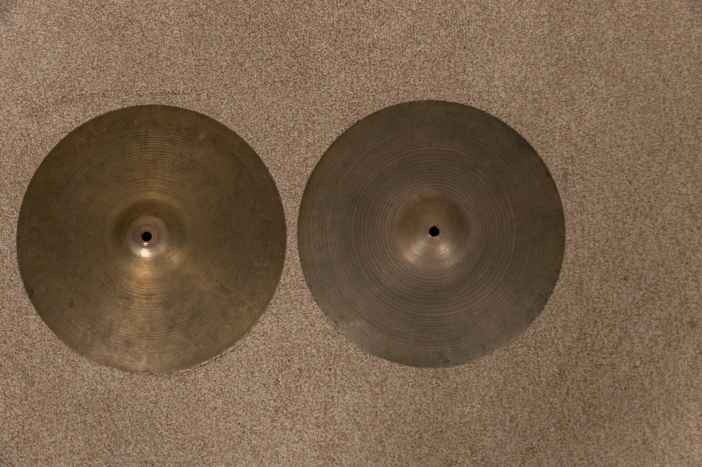 1960s Zildjian A 14" Thin Hi Hat Cymbals 696g 849g