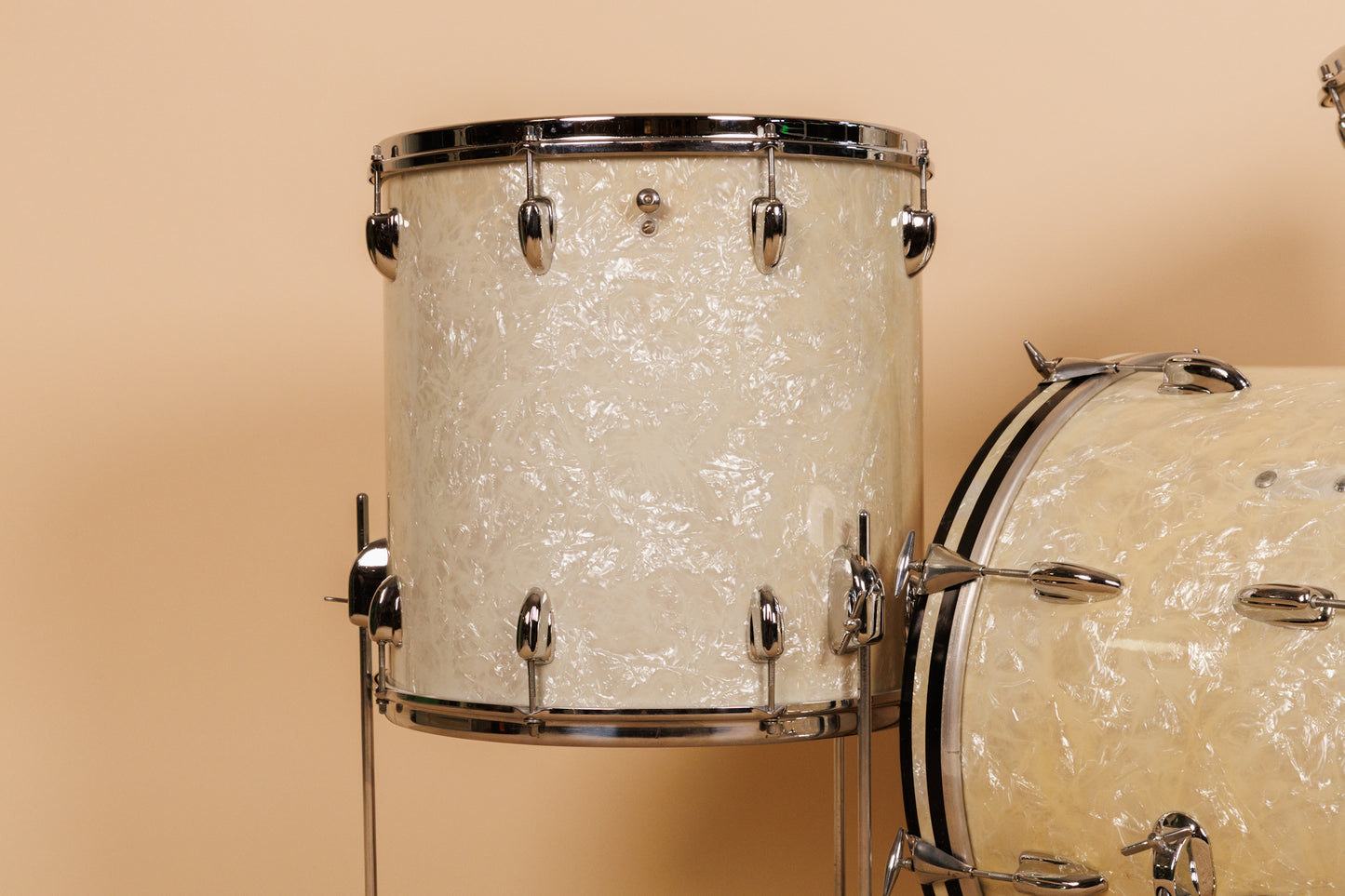 1965 Slingerland "Gene Krupa Deluxe" White Marine Pearl Drum Set