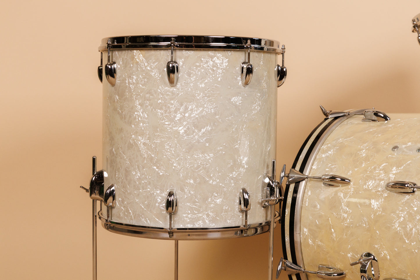 1965 Slingerland "Gene Krupa Deluxe" White Marine Pearl Drum Set