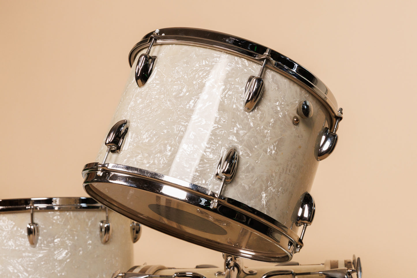 1965 Slingerland "Gene Krupa Deluxe" White Marine Pearl Drum Set