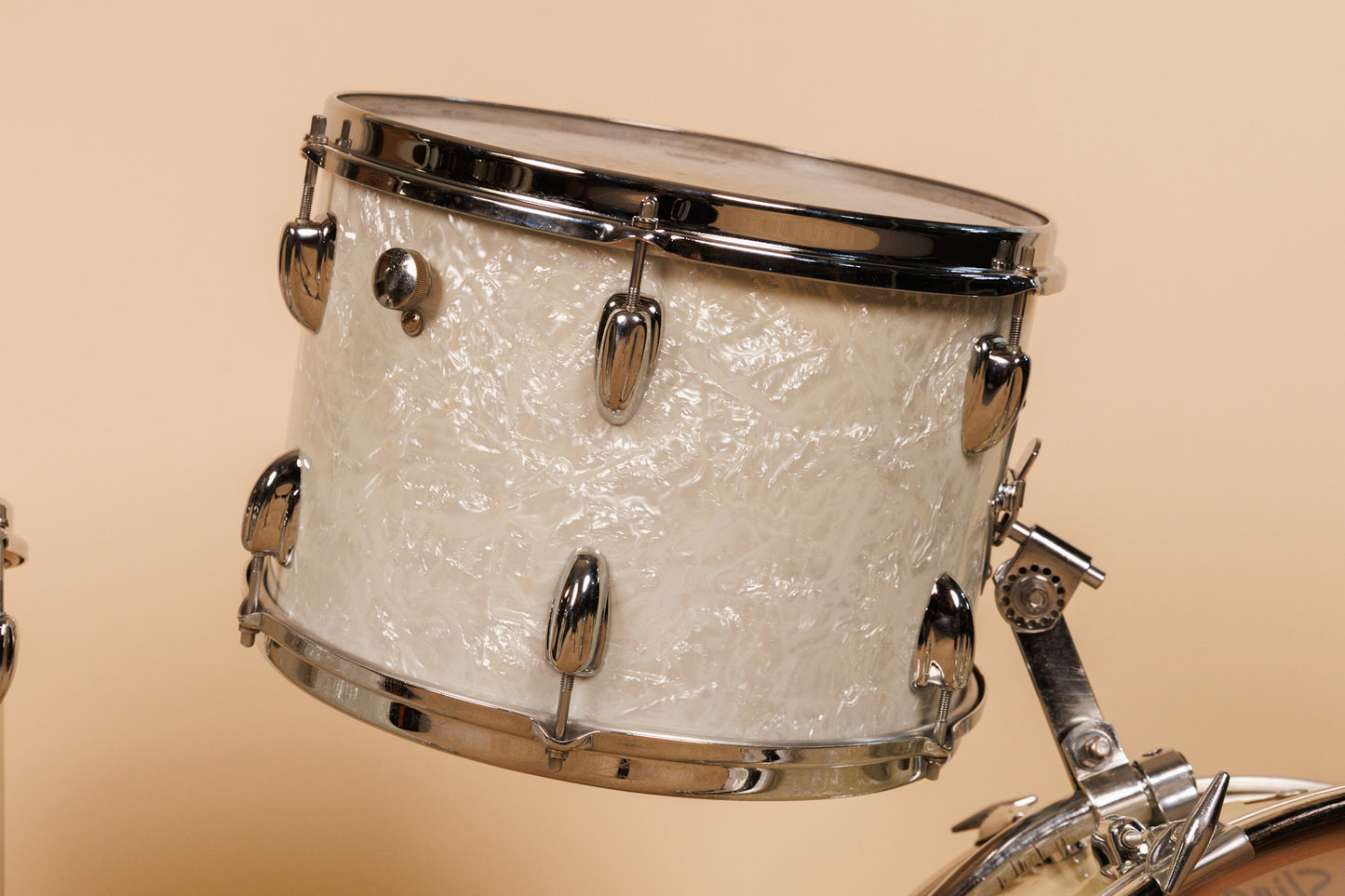 1965 Slingerland "Gene Krupa Deluxe" White Marine Pearl Drum Set