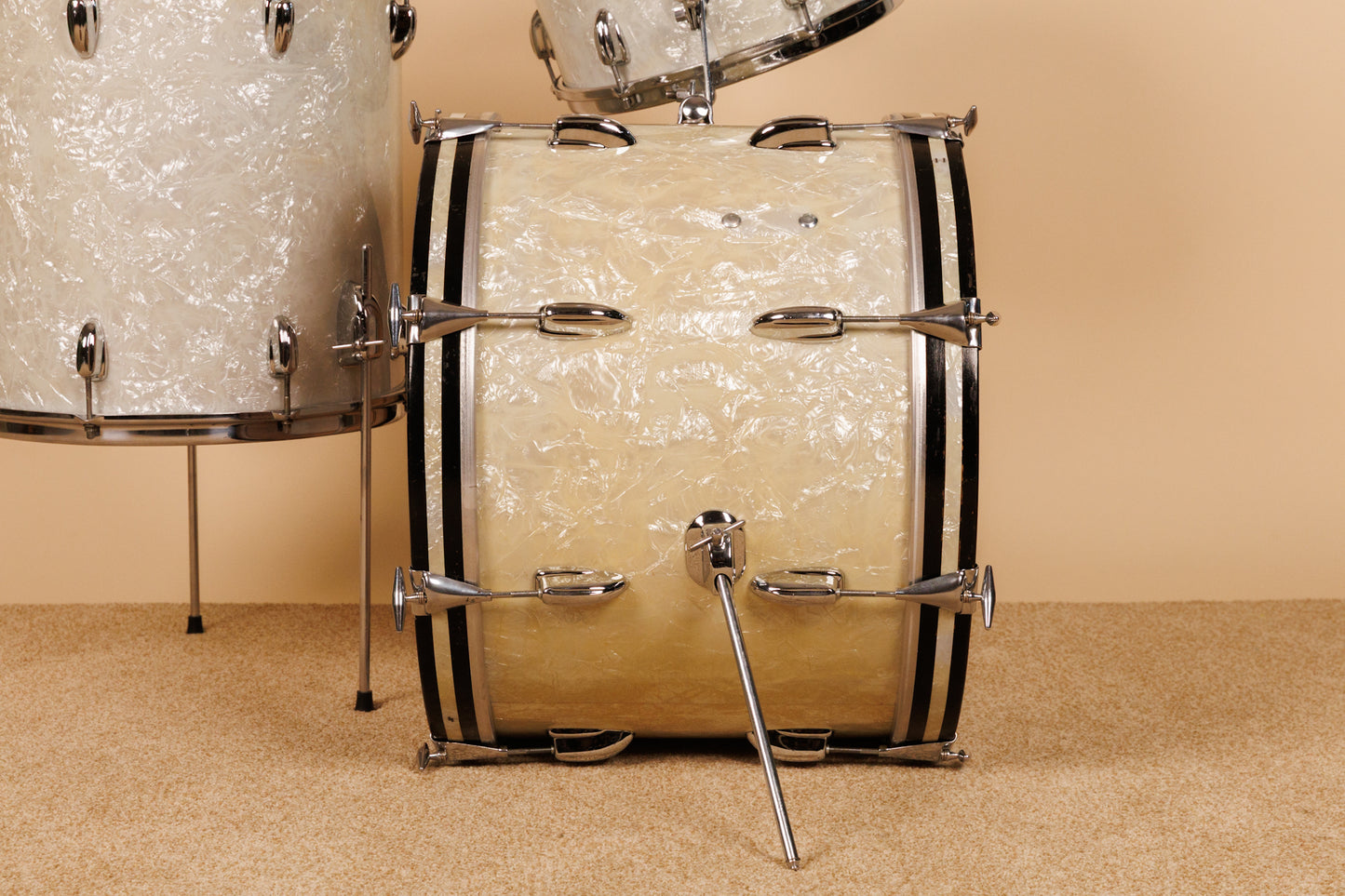 1965 Slingerland "Gene Krupa Deluxe" White Marine Pearl Drum Set