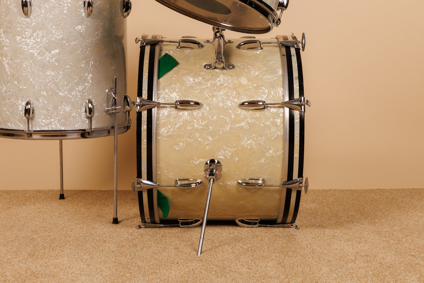 1965 Slingerland "Gene Krupa Deluxe" White Marine Pearl Drum Set
