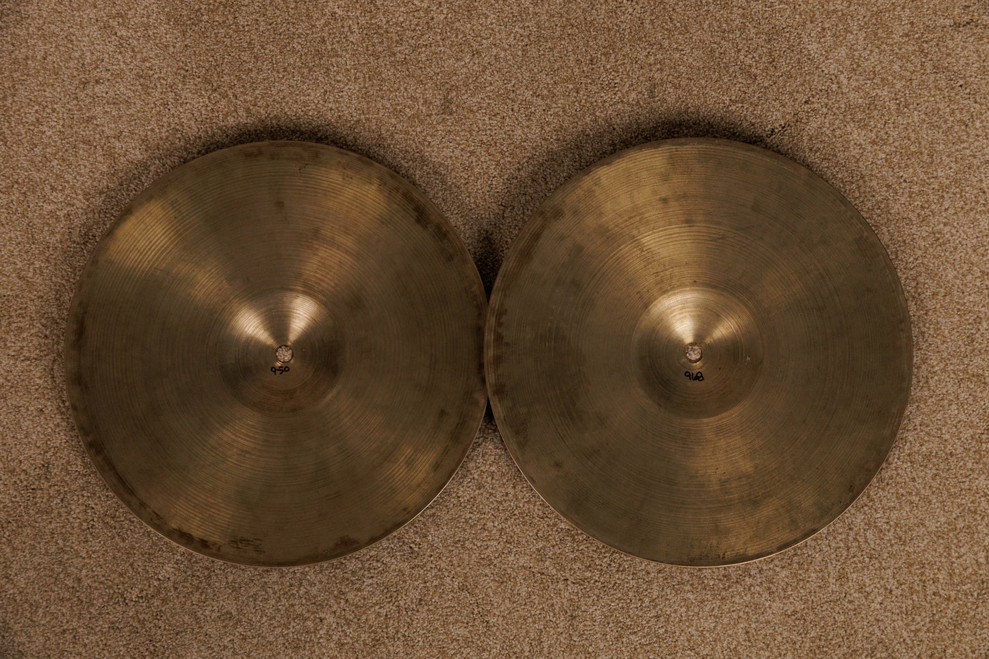 1960s Zildjian A 14" Hi Hat Cymbals 950g 968g