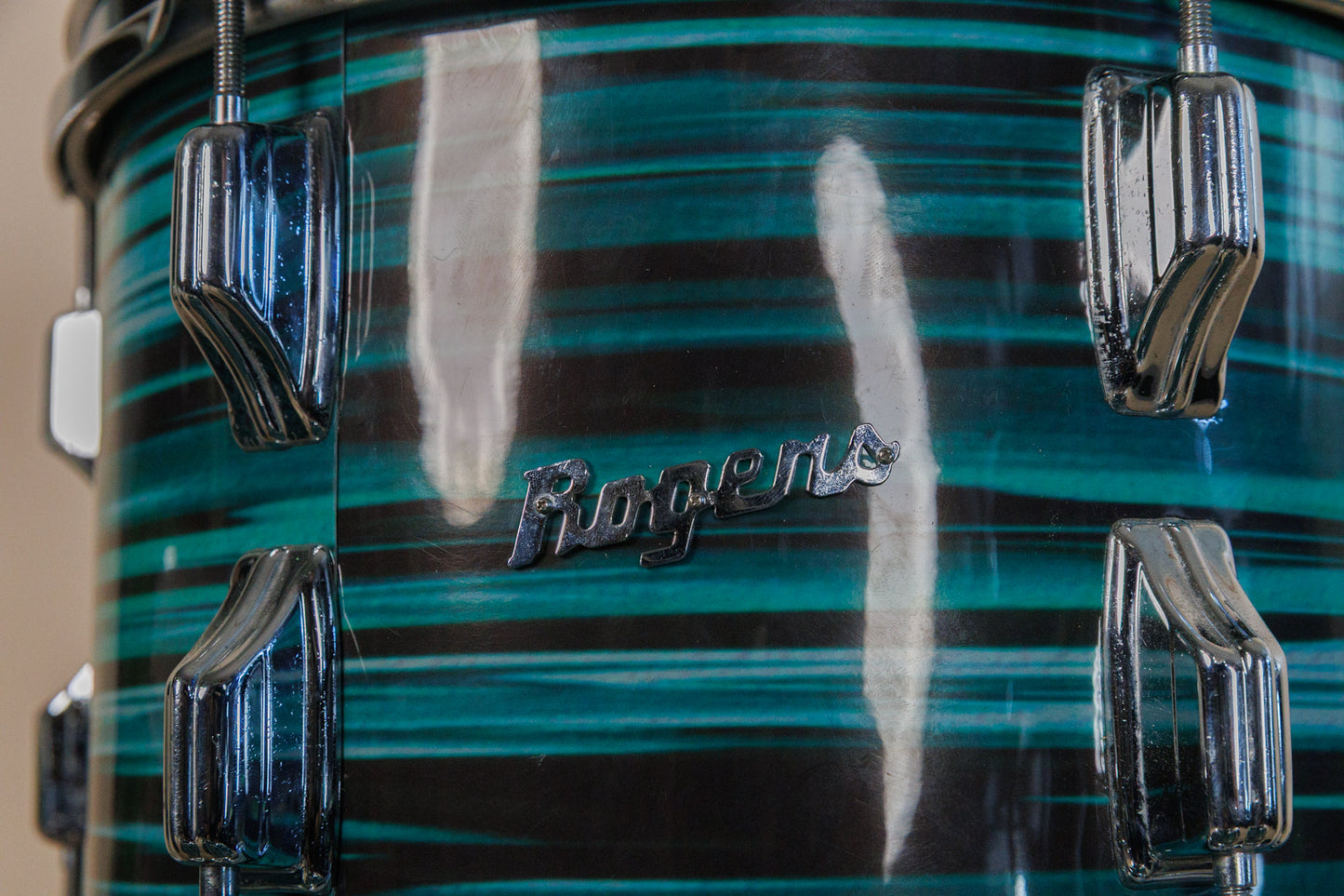 Vintage Rogers Turquoise Strata 14x22 8x12 and 16x16 Drum Set