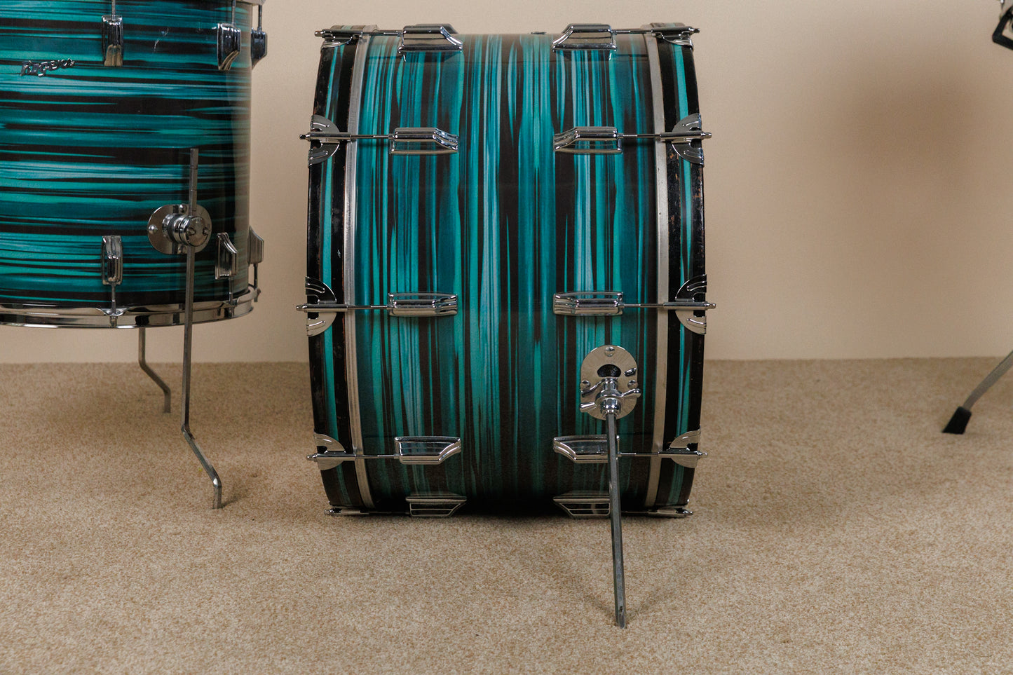 Vintage Rogers Turquoise Strata 14x22 8x12 and 16x16 Drum Set