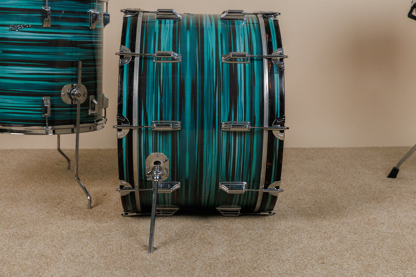 Vintage Rogers Turquoise Strata 14x22 8x12 and 16x16 Drum Set
