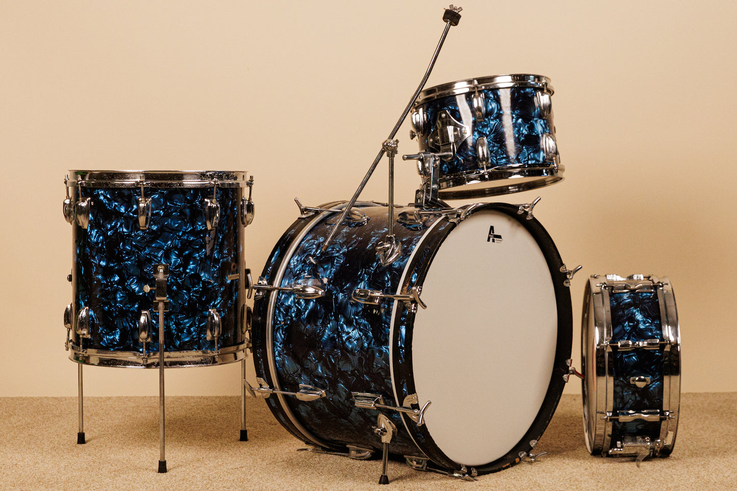 1960s MIJ Blue Diamond Pearl Drum Set 14x20 8x12 14x14 and 5x14