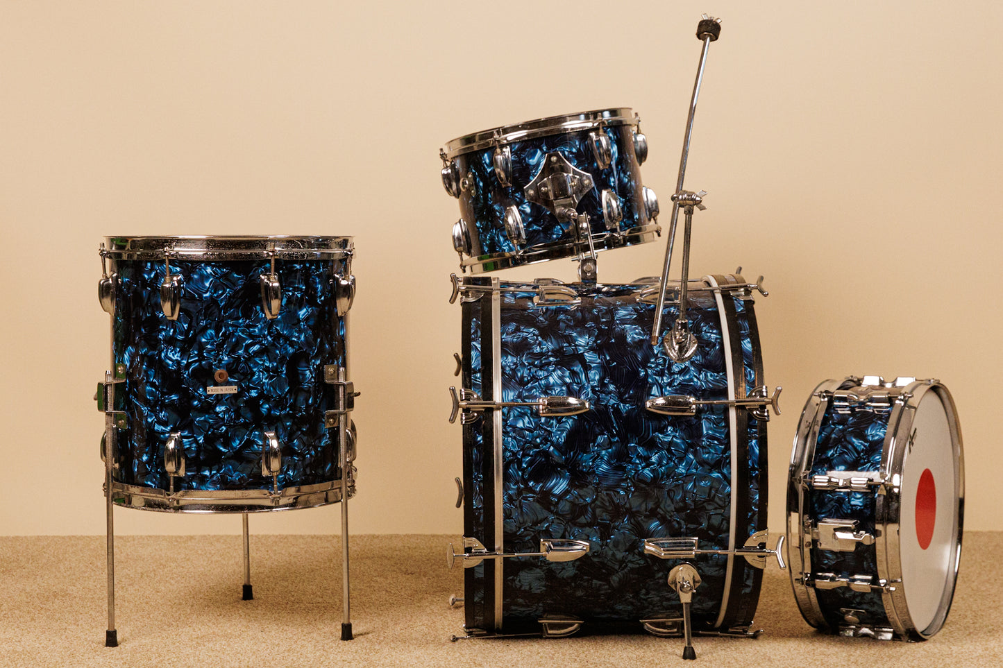 1960s MIJ Blue Diamond Pearl Drum Set 14x20 8x12 14x14 and 5x14