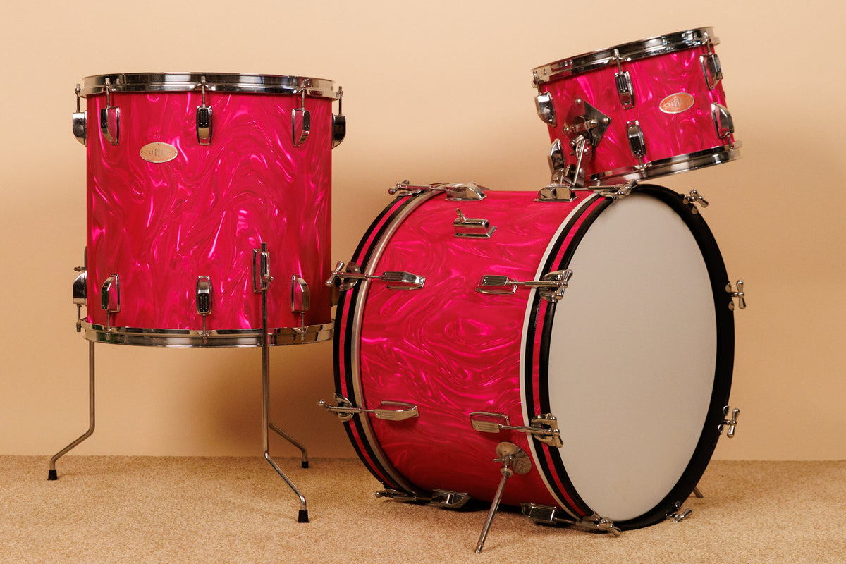 1960s Duplex Tonecraft Pink Satin Flame Drumset