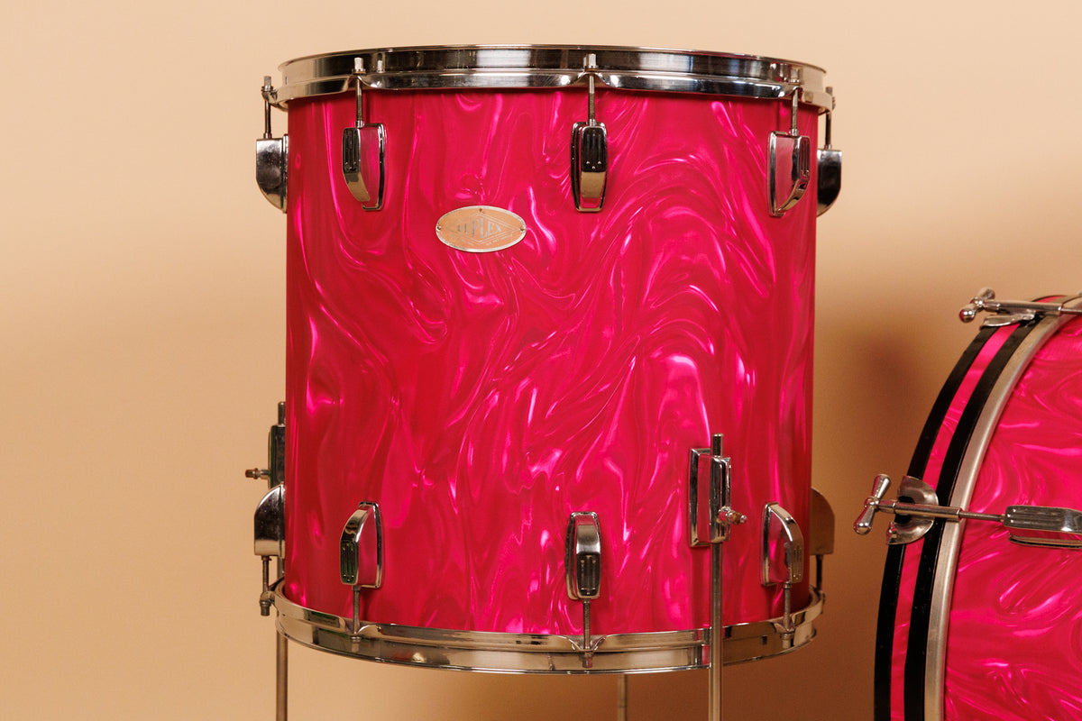 1960s Duplex Tonecraft Pink Satin Flame Drumset
