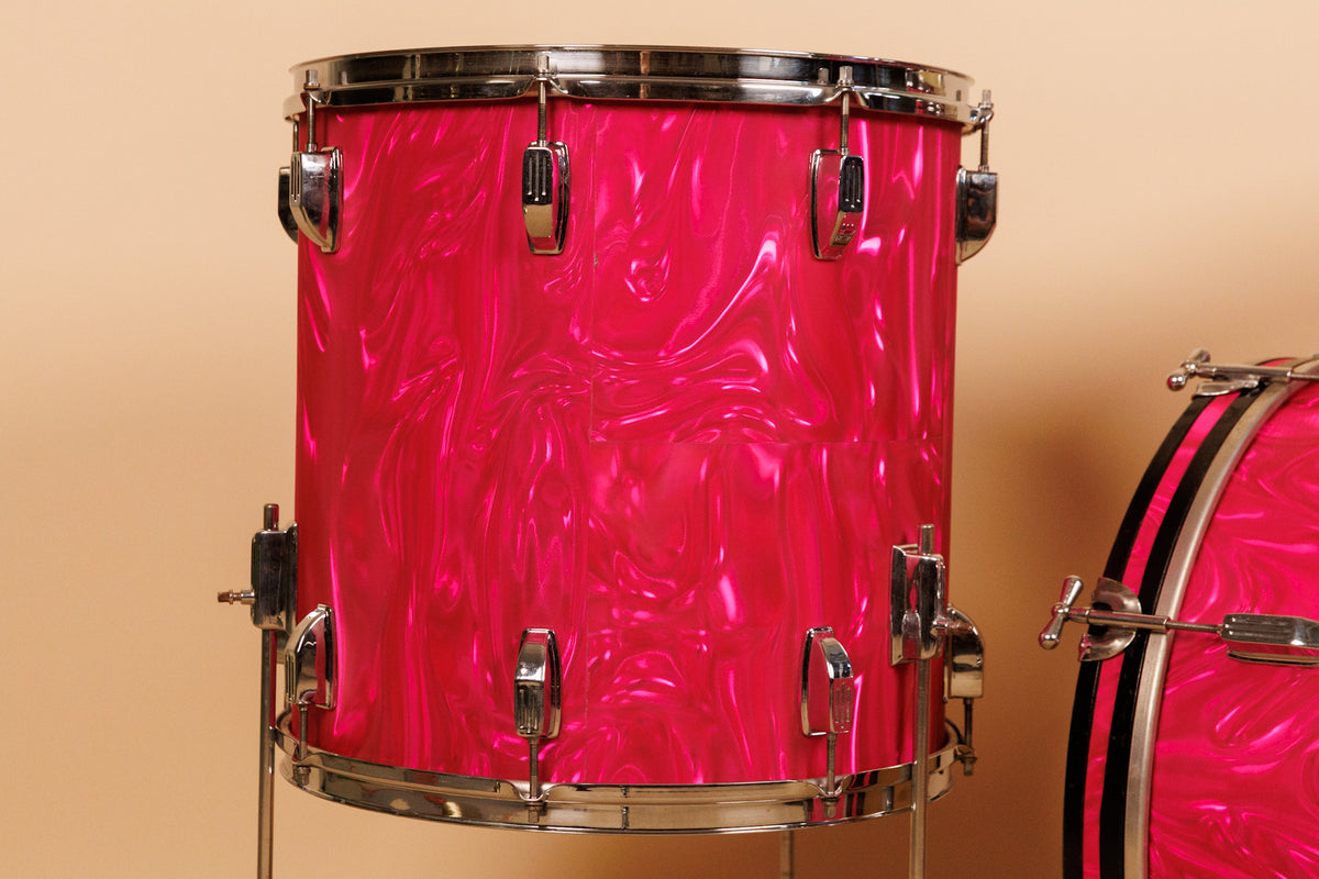 1960s Duplex Tonecraft Pink Satin Flame Drumset