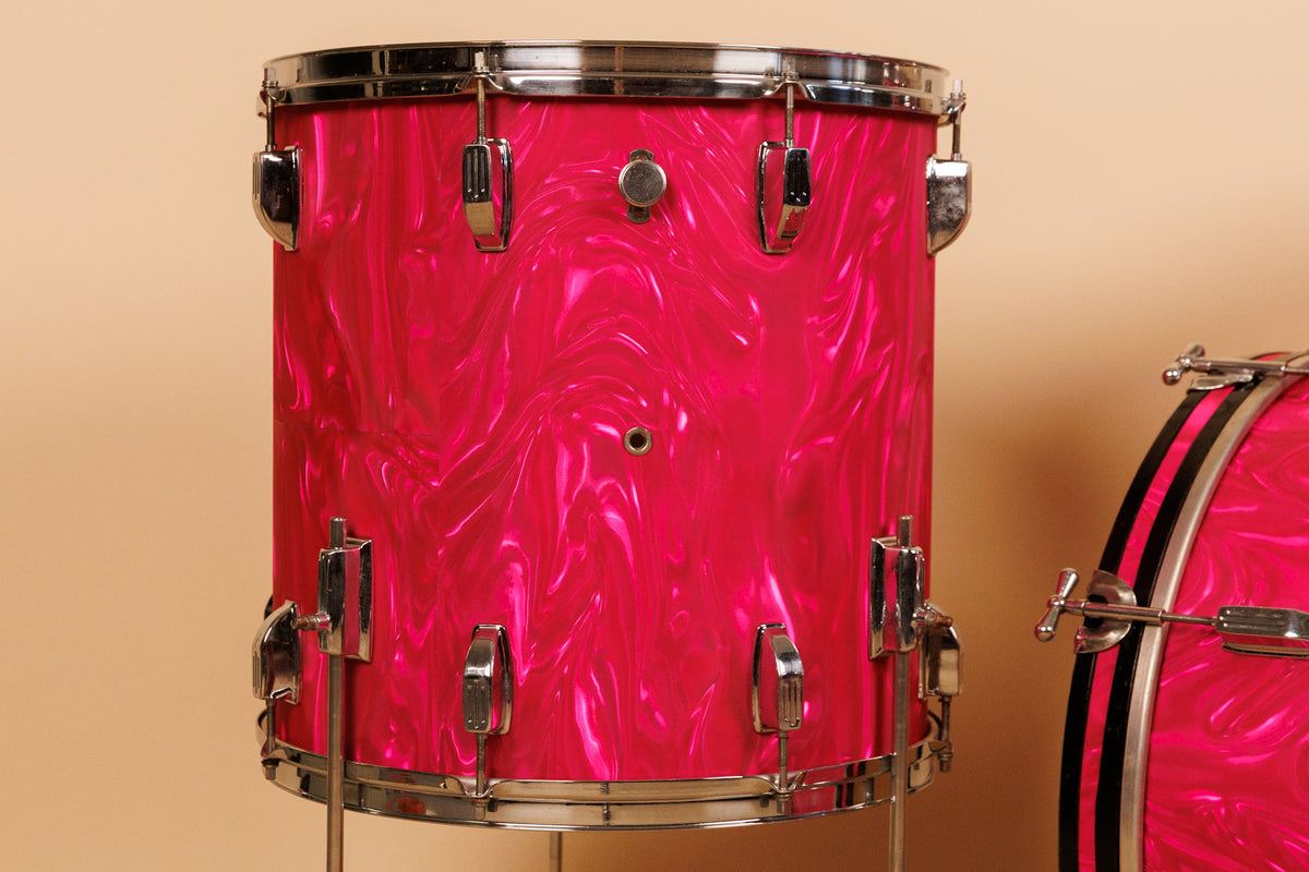1960s Duplex Tonecraft Pink Satin Flame Drumset