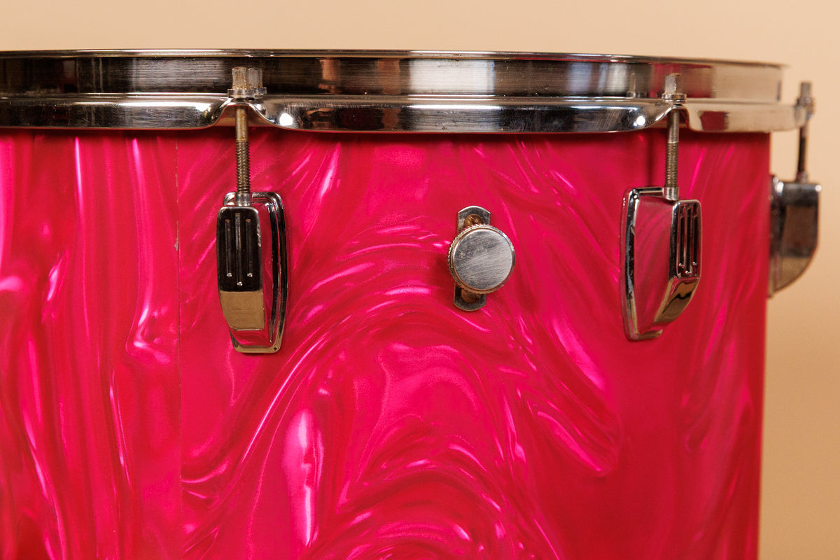 1960s Duplex Tonecraft Pink Satin Flame Drumset