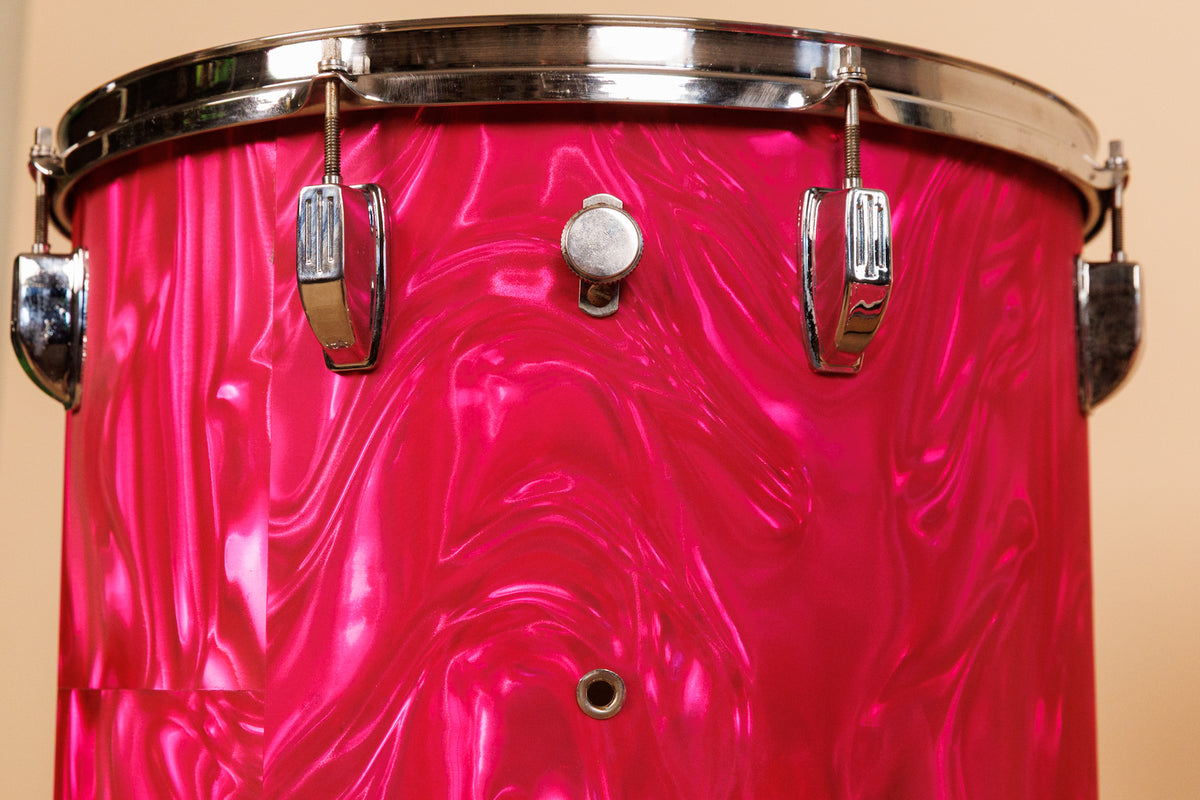 1960s Duplex Tonecraft Pink Satin Flame Drumset