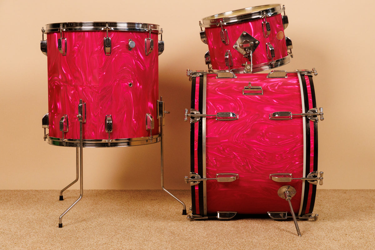 1960s Duplex Tonecraft Pink Satin Flame Drumset