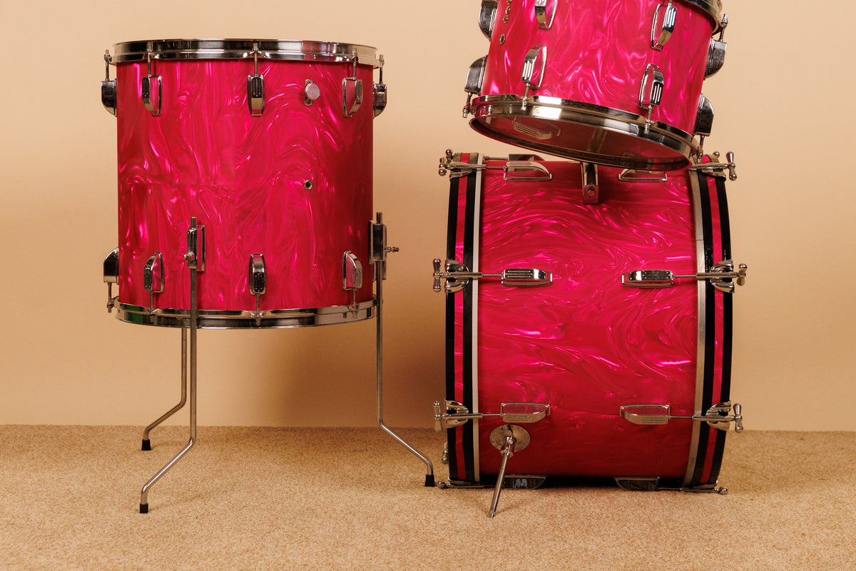 1960s Duplex Tonecraft Pink Satin Flame Drumset