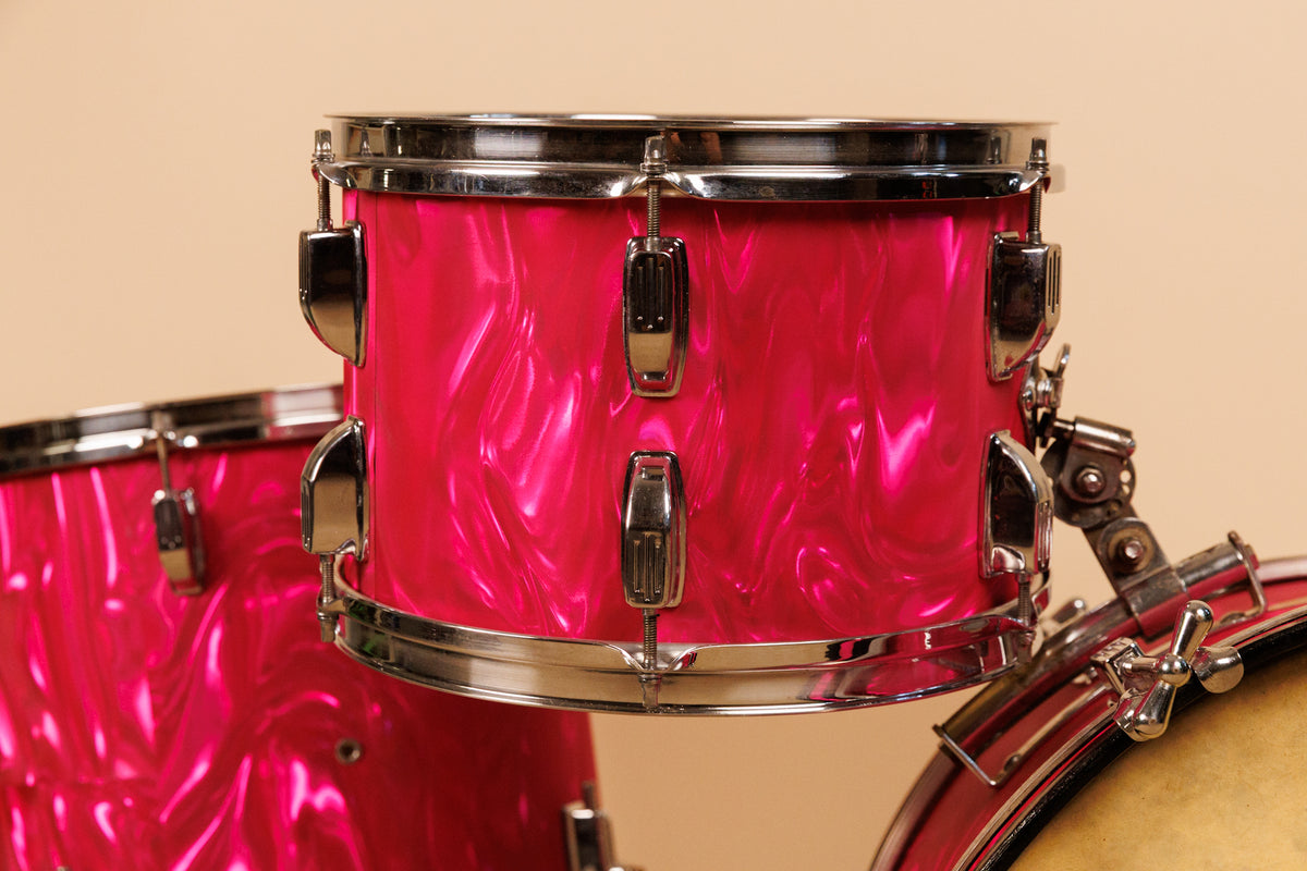 1960s Duplex Tonecraft Pink Satin Flame Drumset