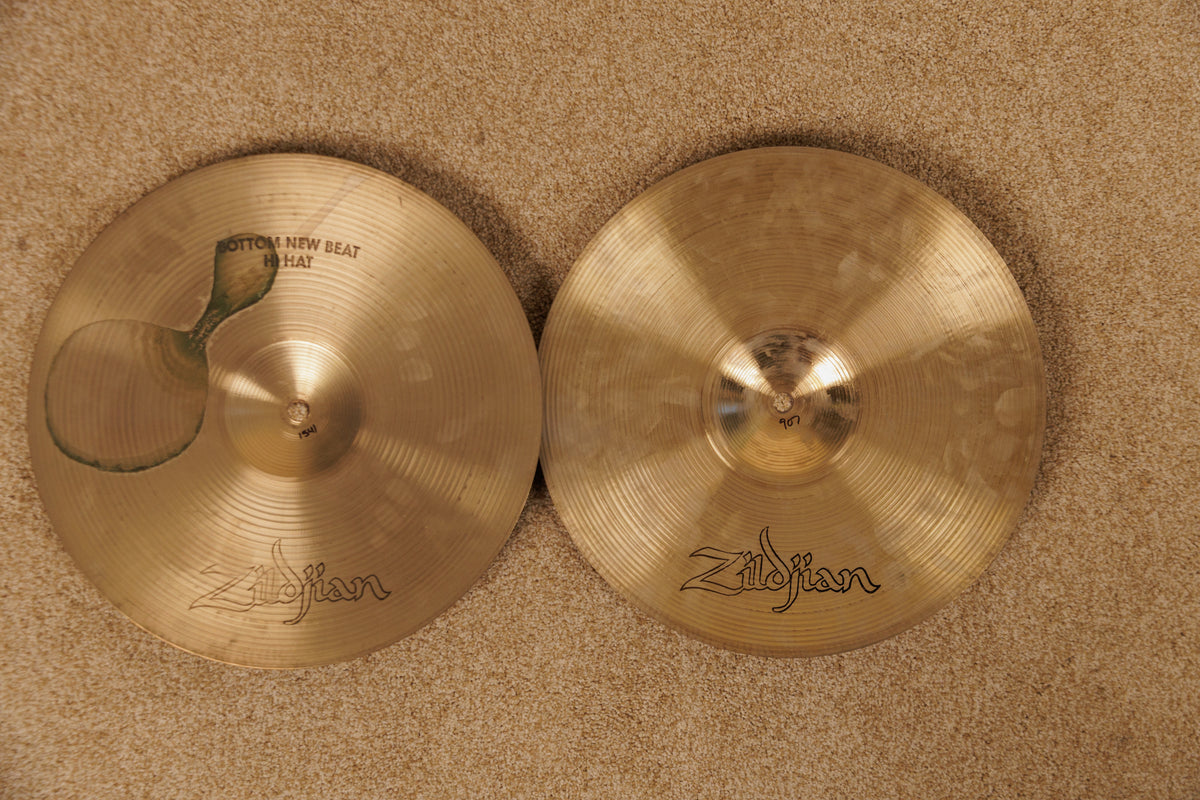 1970s Zildjian A 14" New Beat Hi Hat Cymbals 907g 1541g