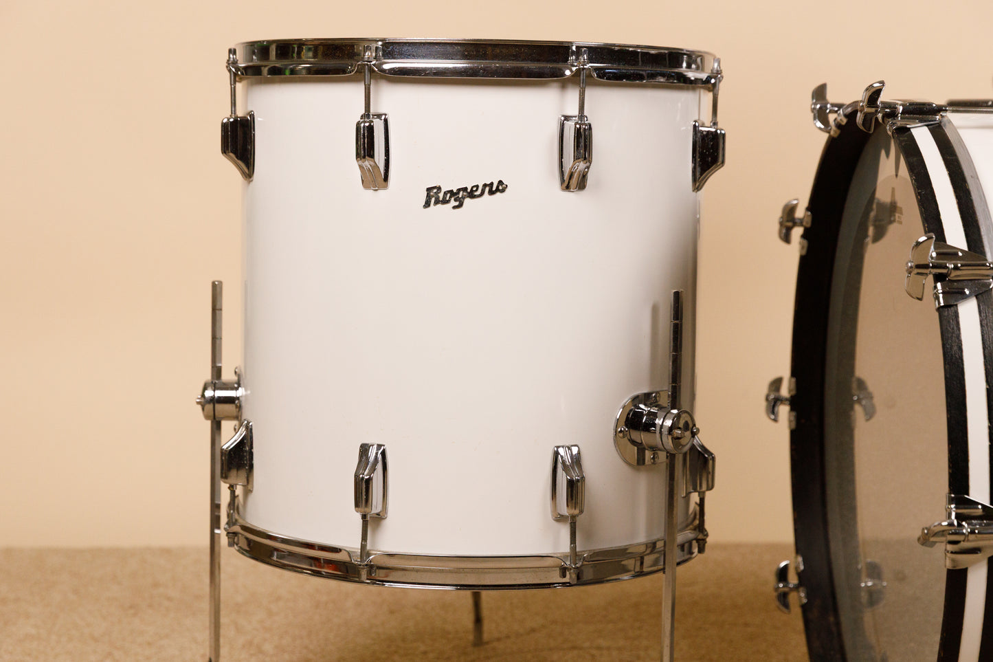 1970s Rogers "New England White" Drum Set 14x22 9x13 16x16