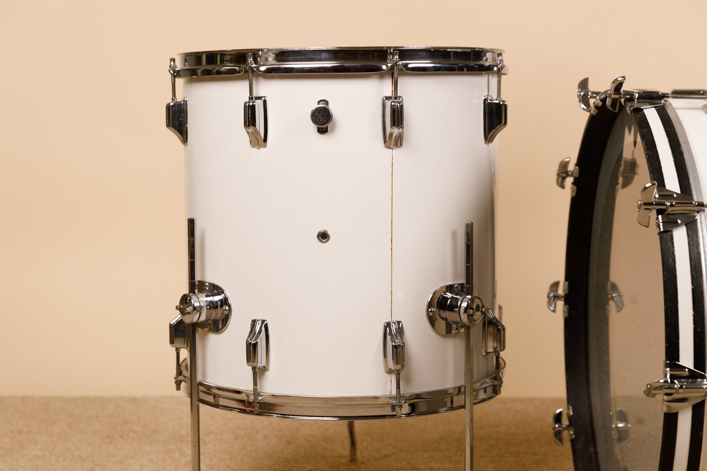 1970s Rogers "New England White" Drum Set 14x22 9x13 16x16