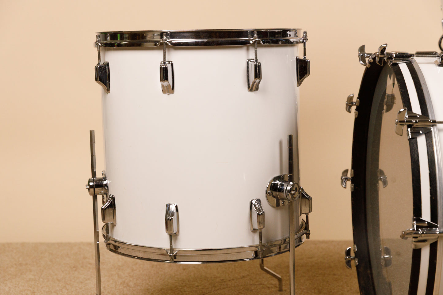 1970s Rogers "New England White" Drum Set 14x22 9x13 16x16