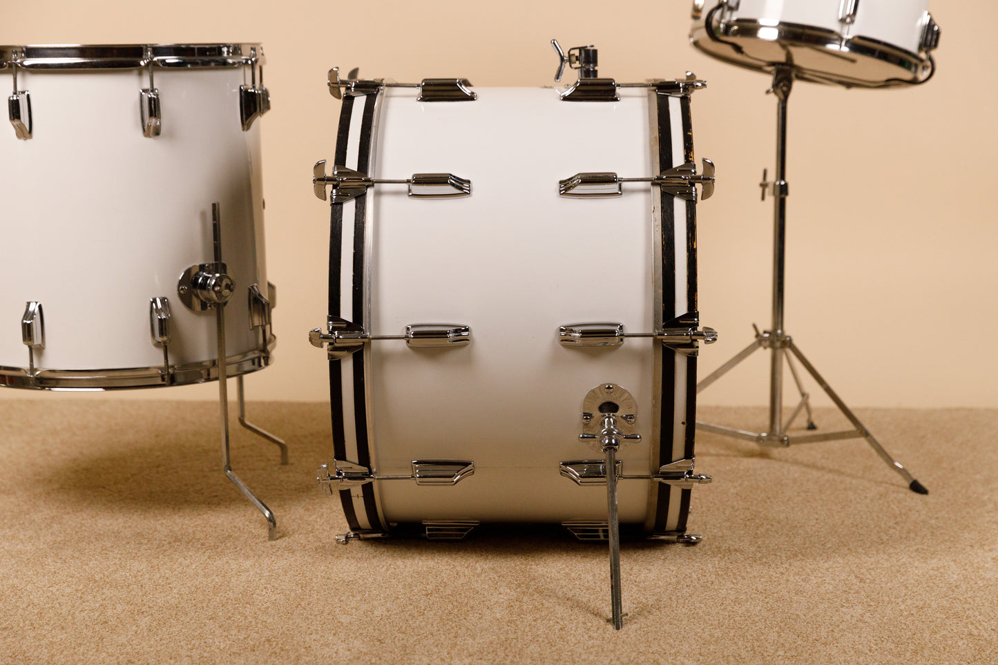 1970s Rogers "New England White" Drum Set 14x22 9x13 16x16