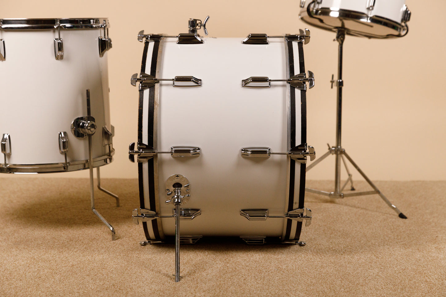 1970s Rogers "New England White" Drum Set 14x22 9x13 16x16