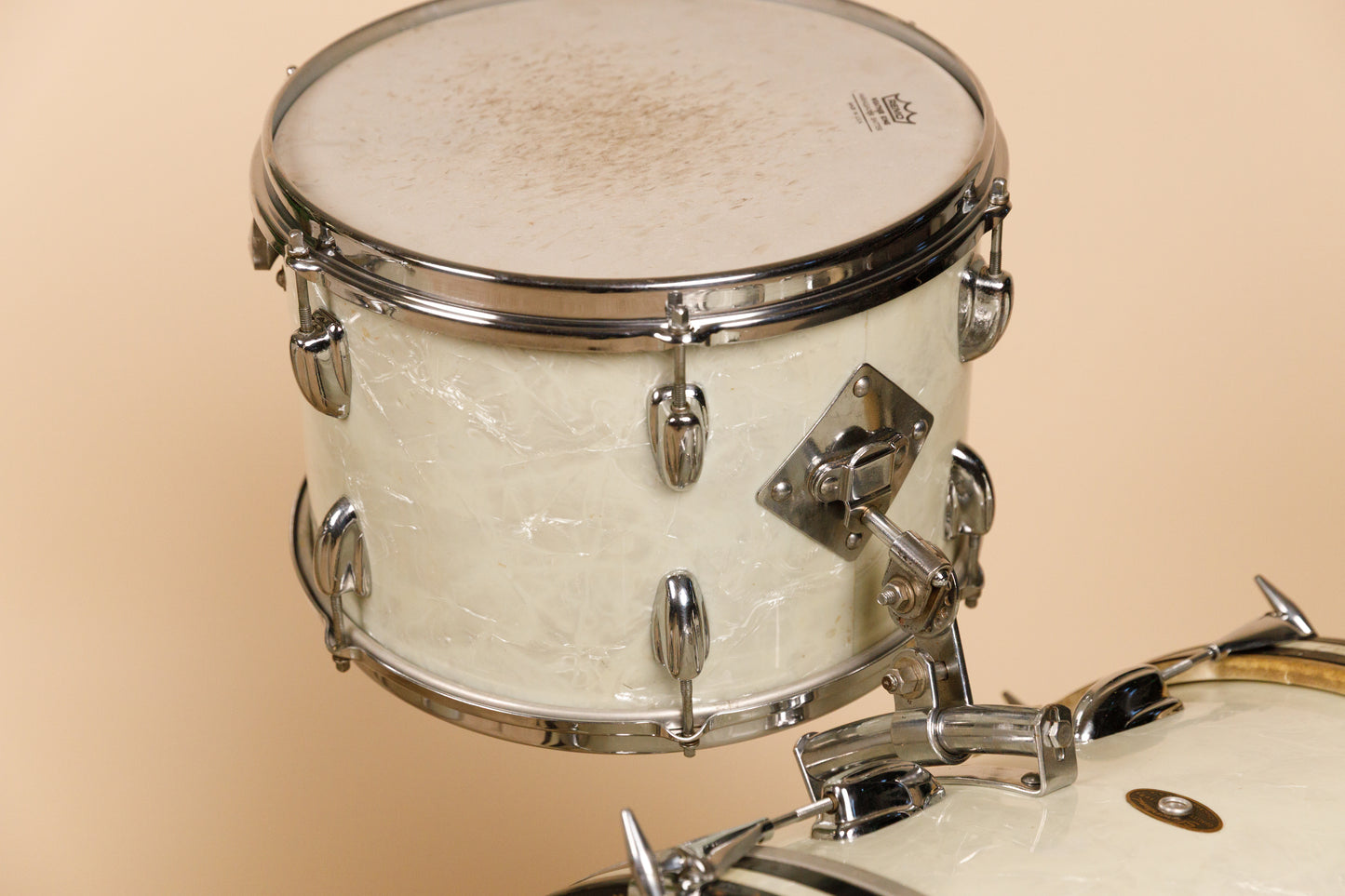 1960s Slingerland "Gene Krupa Deluxe" White Marine Pearl Drum Set
