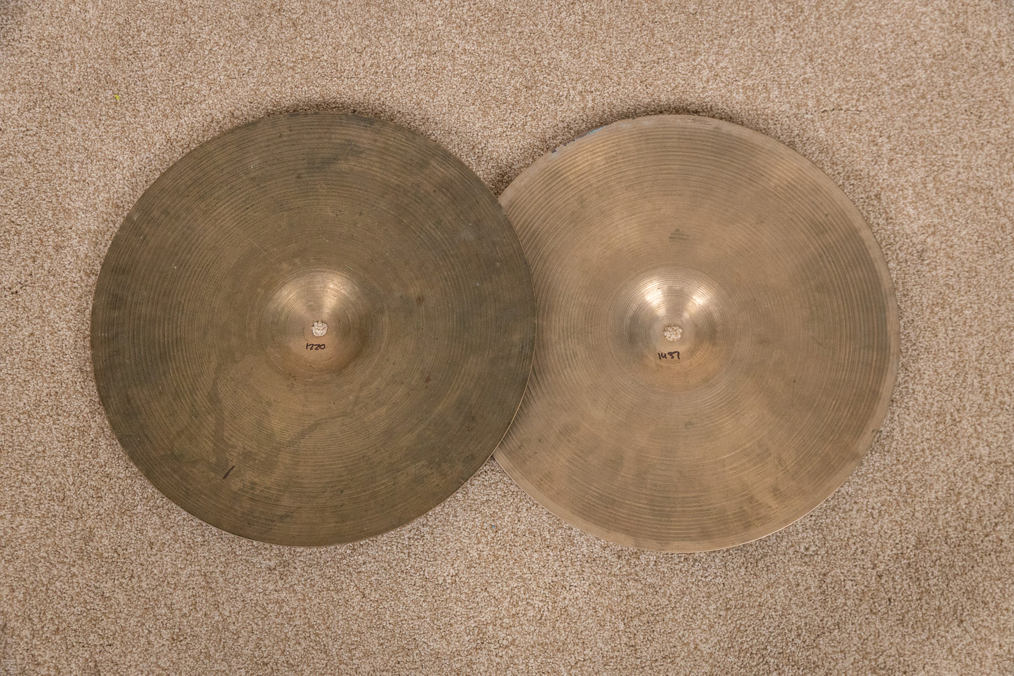 1960s Zildjian 15" A Hi Hat Cymbals 1220g 1437g