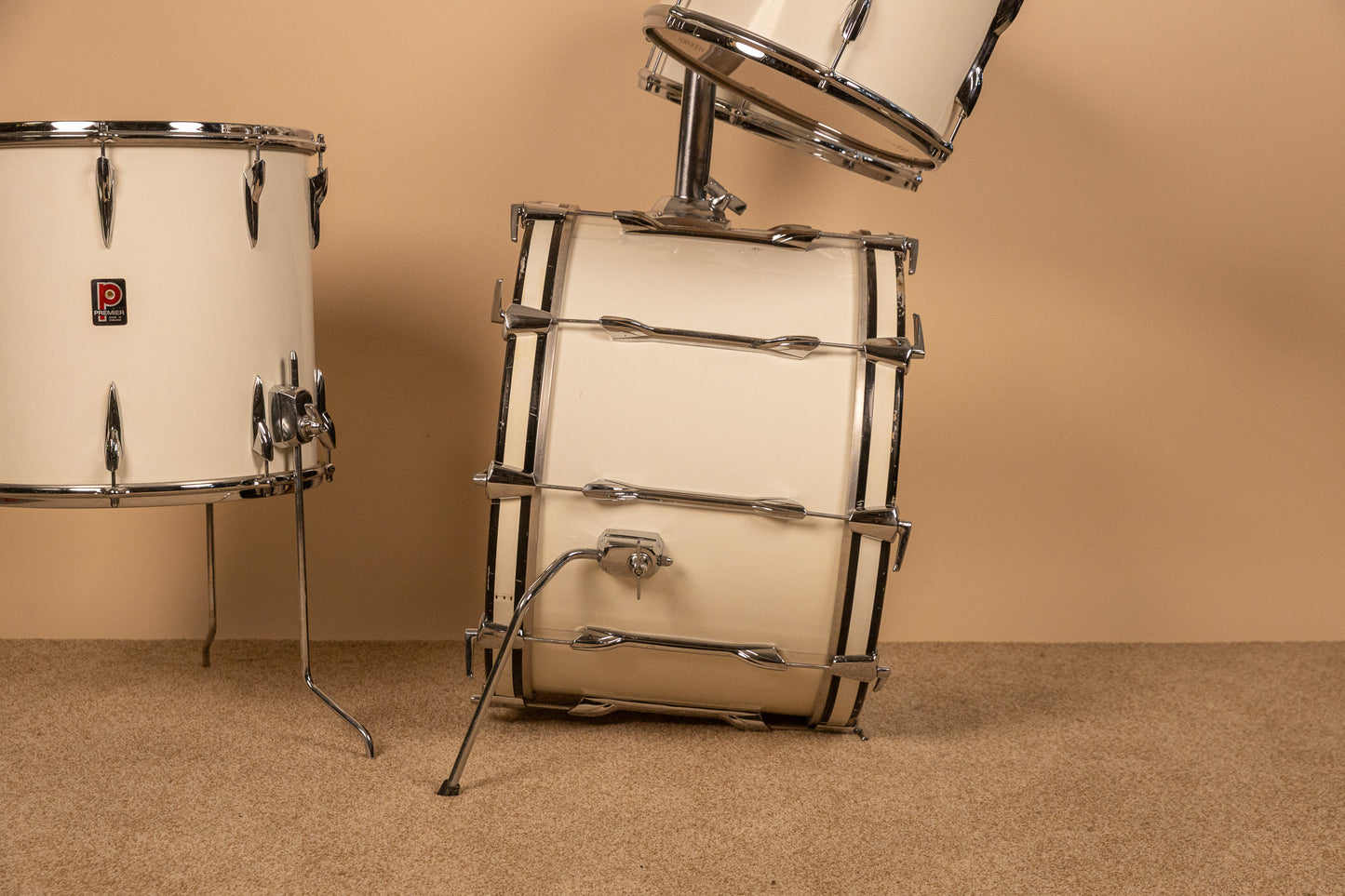 1970s Premier B303 White Duroplastic Drum Set