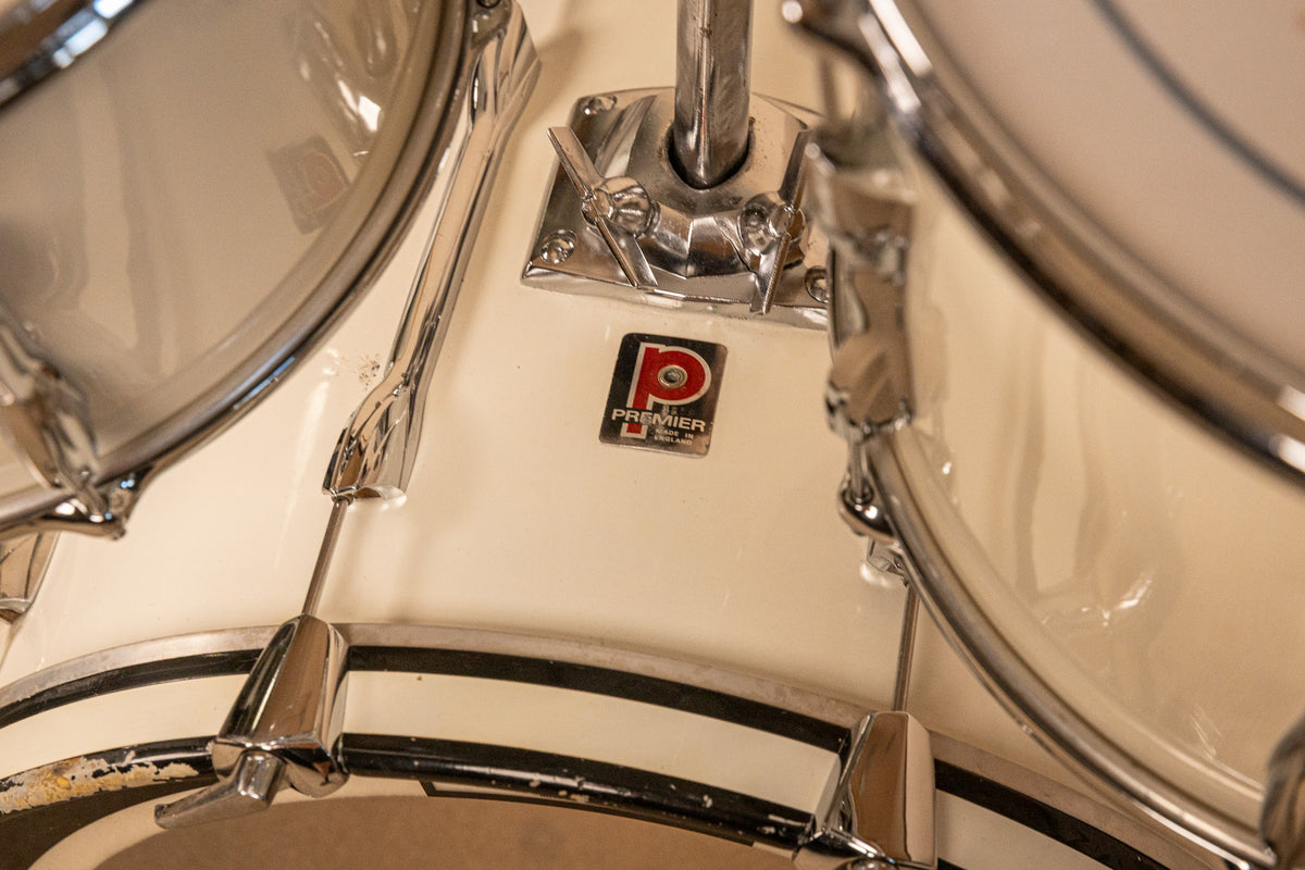 1970s Premier B303 White Duroplastic Drum Set