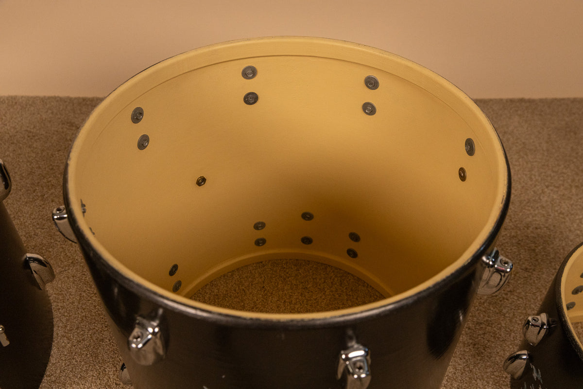1960s Slingerland Metallic Black Drum Set 14x20 8x12 and 16x16