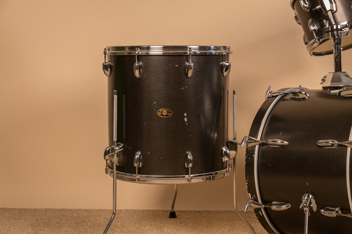 1960s Slingerland Metallic Black Drum Set 14x20 8x12 and 16x16