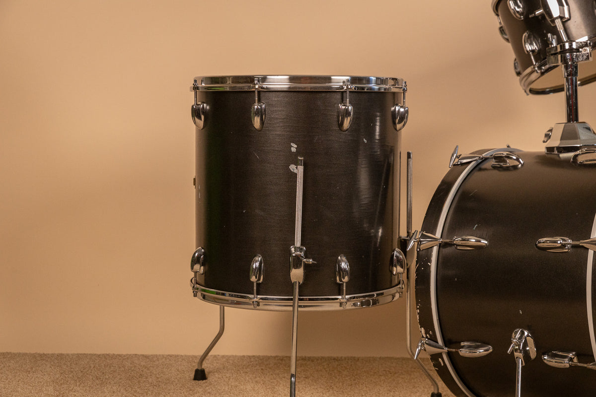 1960s Slingerland Metallic Black Drum Set 14x20 8x12 and 16x16
