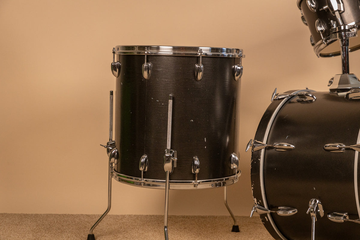 1960s Slingerland Metallic Black Drum Set 14x20 8x12 and 16x16