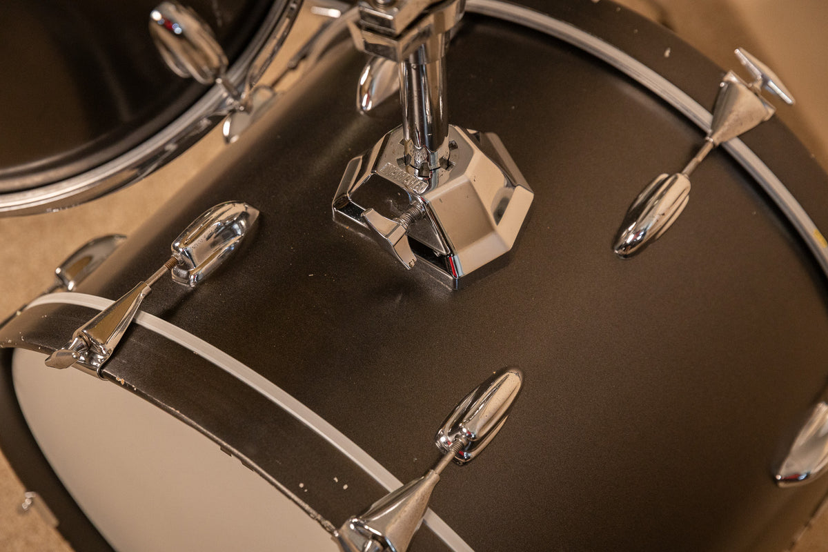 1960s Slingerland Metallic Black Drum Set 14x20 8x12 and 16x16