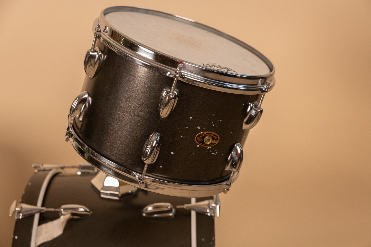 1960s Slingerland Metallic Black Drum Set 14x20 8x12 and 16x16