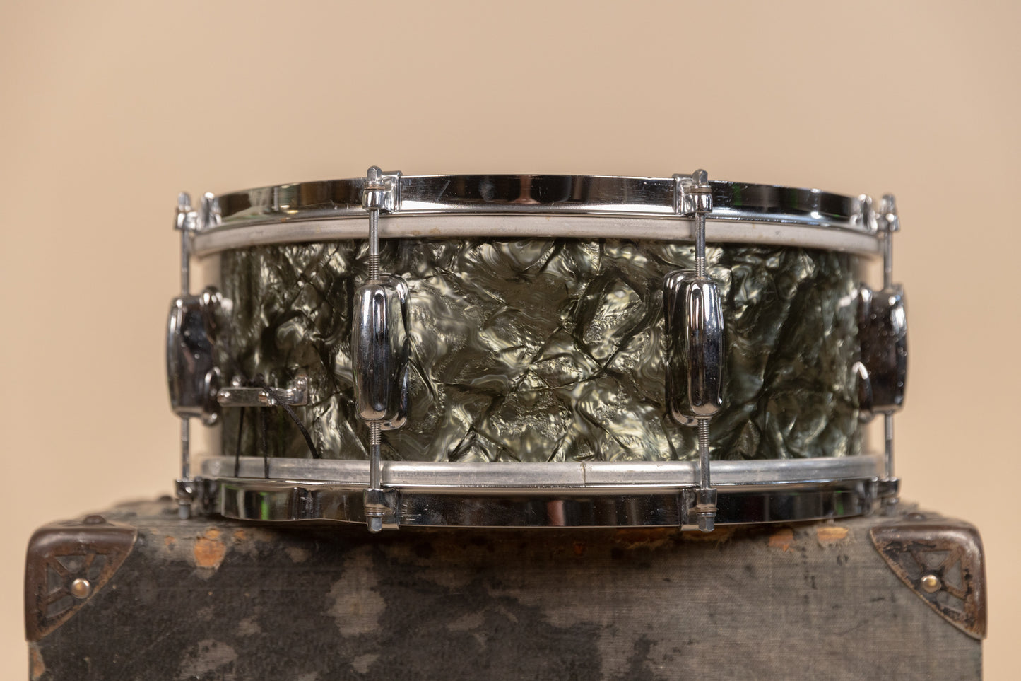 1950s Slingerland 5x14 Student Model Black Diamond Pearl Snare Drum