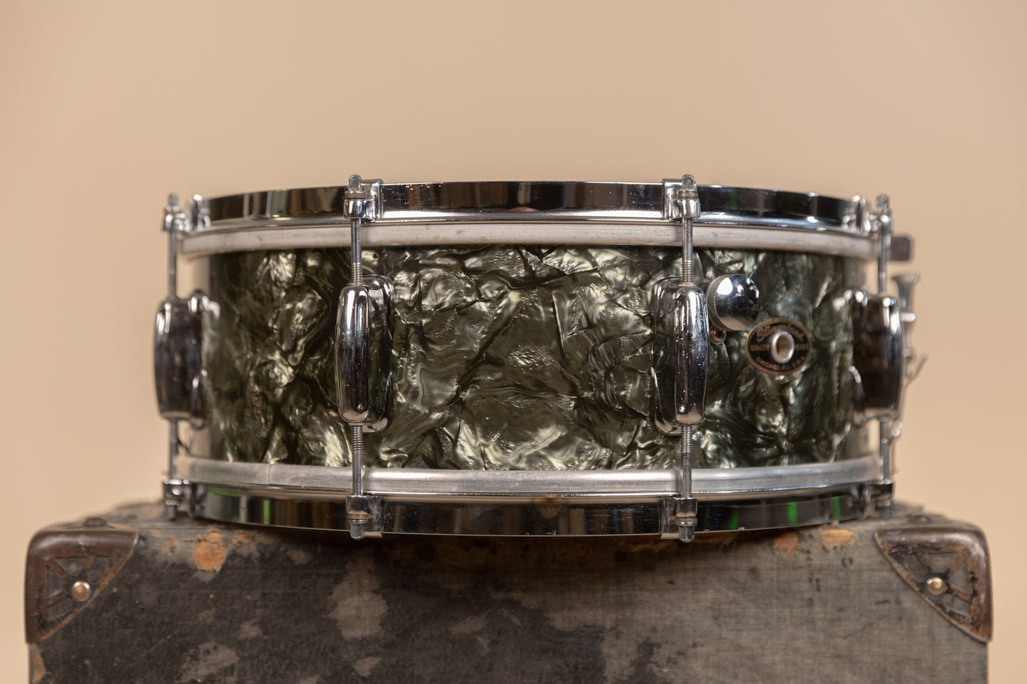 1950s Slingerland 5x14 Student Model Black Diamond Pearl Snare Drum