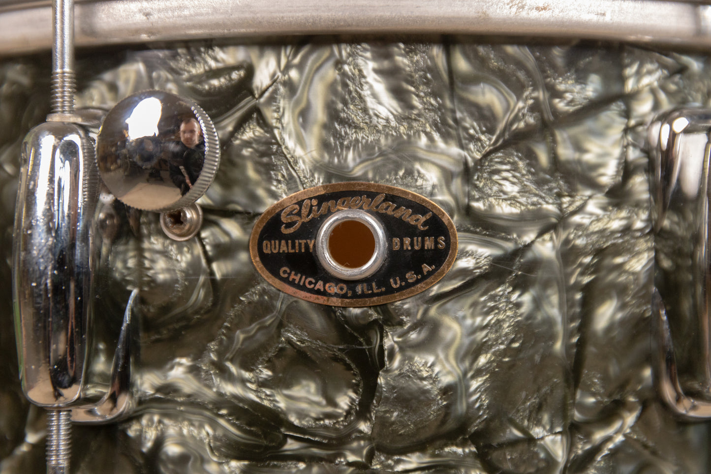 1950s Slingerland 5x14 Student Model Black Diamond Pearl Snare Drum