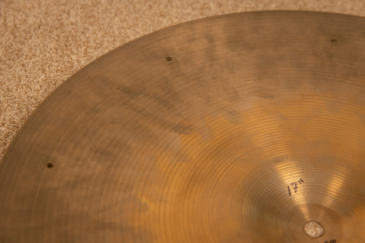 1970s Zildjian 17" A Thin Stamp Sizzle Crash Cymbal 1298g