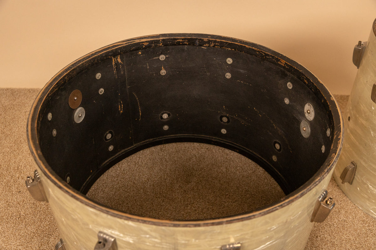 1960s Ludwig White Marine Pearl Drum Set 14x22 9x13 and 16x16