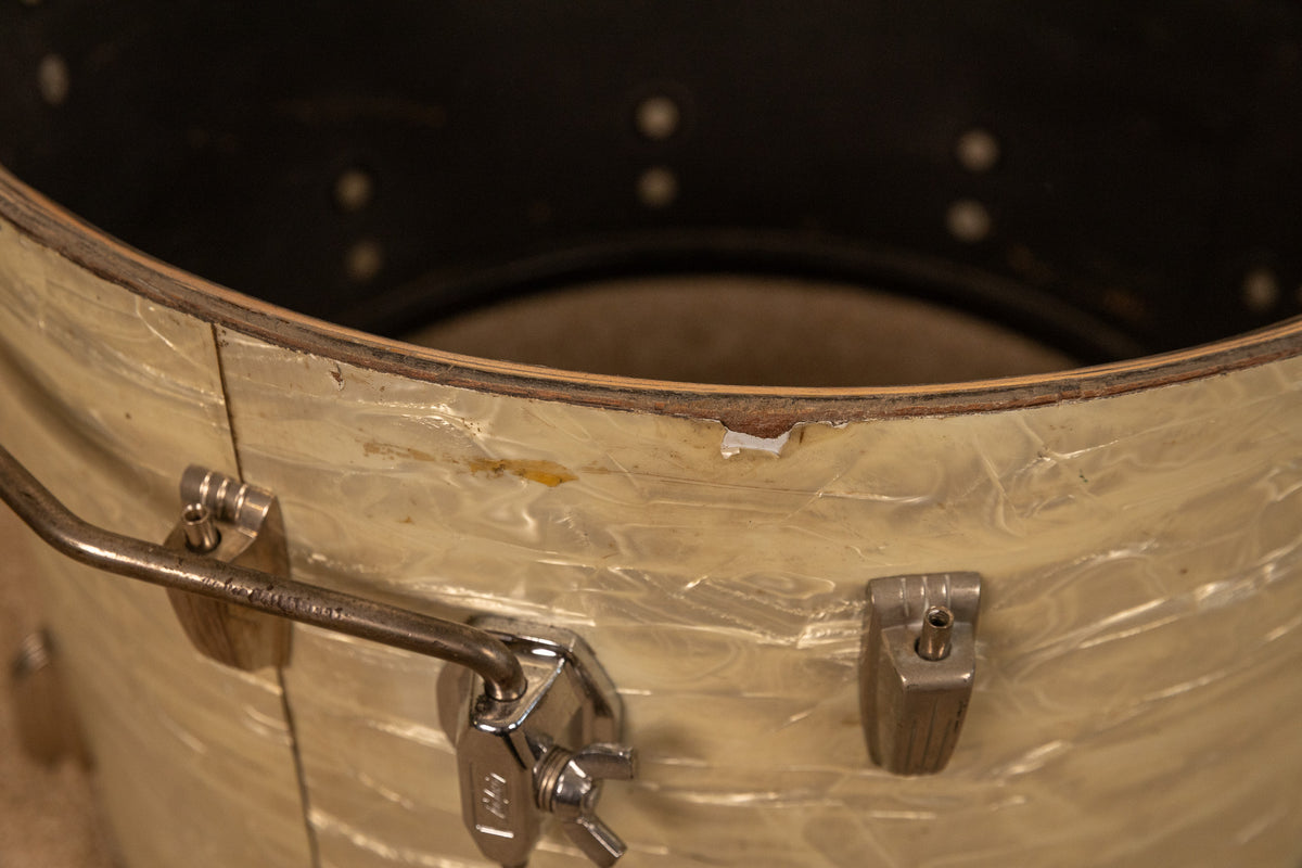 1960s Ludwig White Marine Pearl Drum Set 14x22 9x13 and 16x16