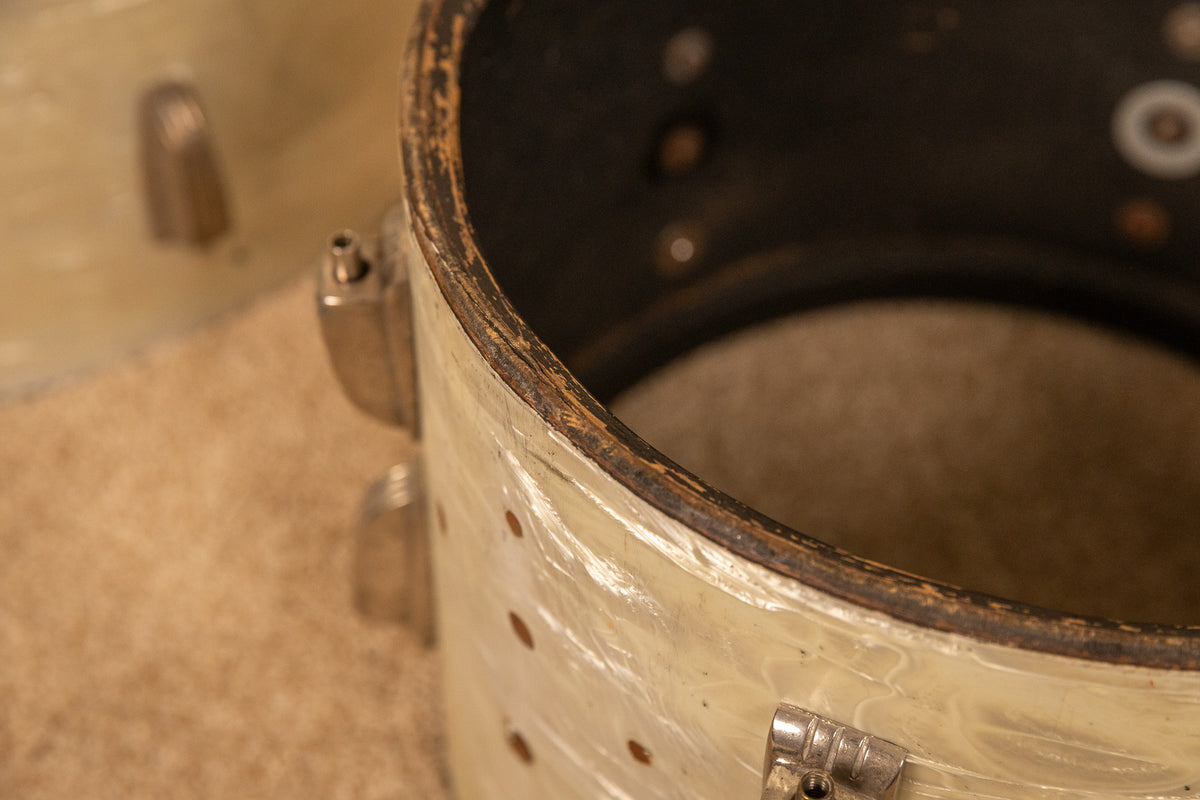 1960s Ludwig White Marine Pearl Drum Set 14x22 9x13 and 16x16